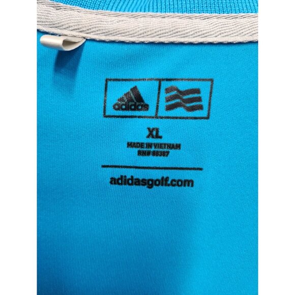 Adidas Adizero Mens Golf Polo Shirt XL Blue 3 Stripes Logo Collared Short Sleeve - Picture 4 of 7